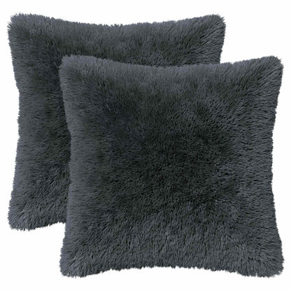 Cushion Cover 2 pcs HEERLEN Anthracite 35 x 35 cm PV Fleece