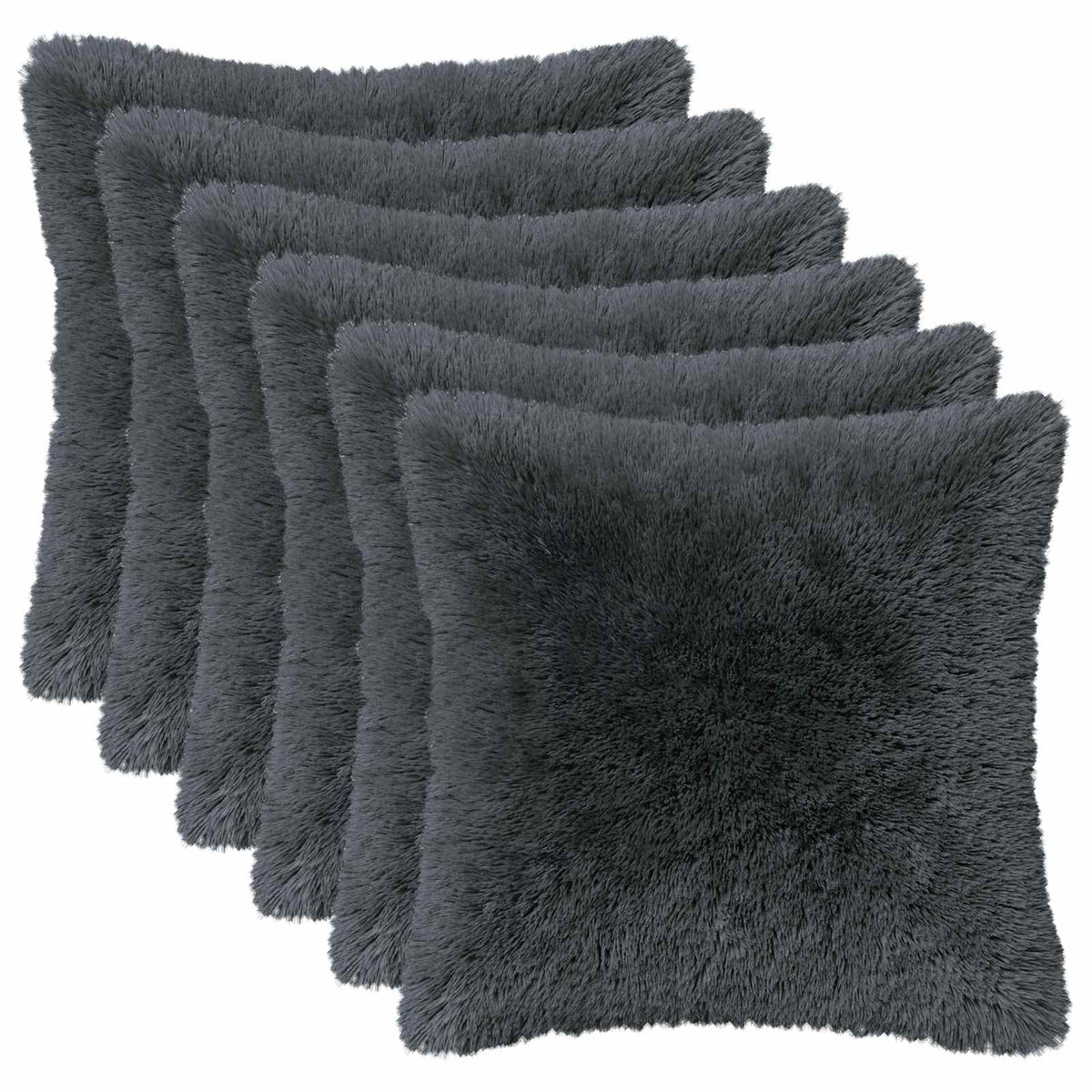 Cushion Cover 6 pcs HEERLEN Anthracite 35 x 35 cm PV Fleece