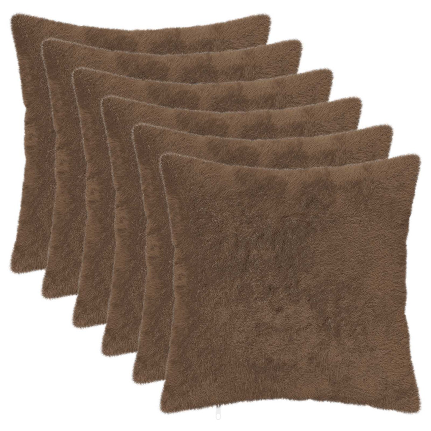 Cushion Cover 6 pcs HEERLEN Light Brown 35 x 35 cm