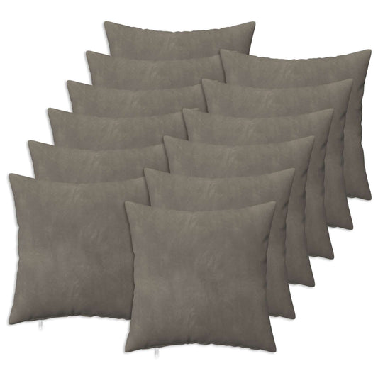 Cushion Cover 12 pcs HEERLEN Light Grey 40 x 40 cm Velvet