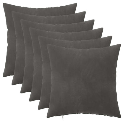 Cushion Cover 6 pcs HEERLEN Dark Grey 40 x 40 cm Velvet