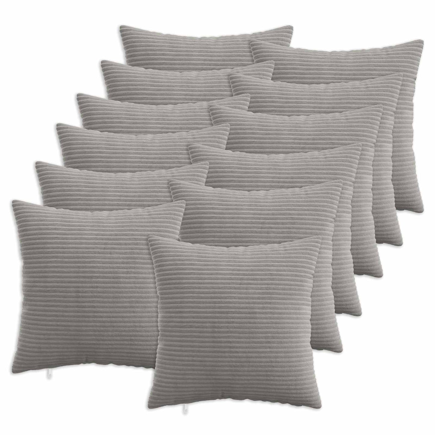 Cushion Cover 12 pcs HEERLEN Light Grey 40 x 40 cm Corduroy