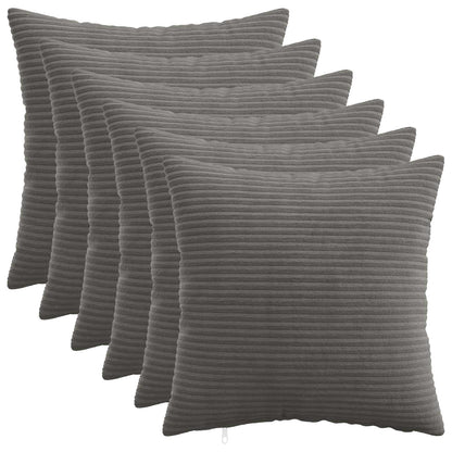 Cushion Cover 6 pcs HEERLEN Dark Grey 40 x 40 cm Corduroy