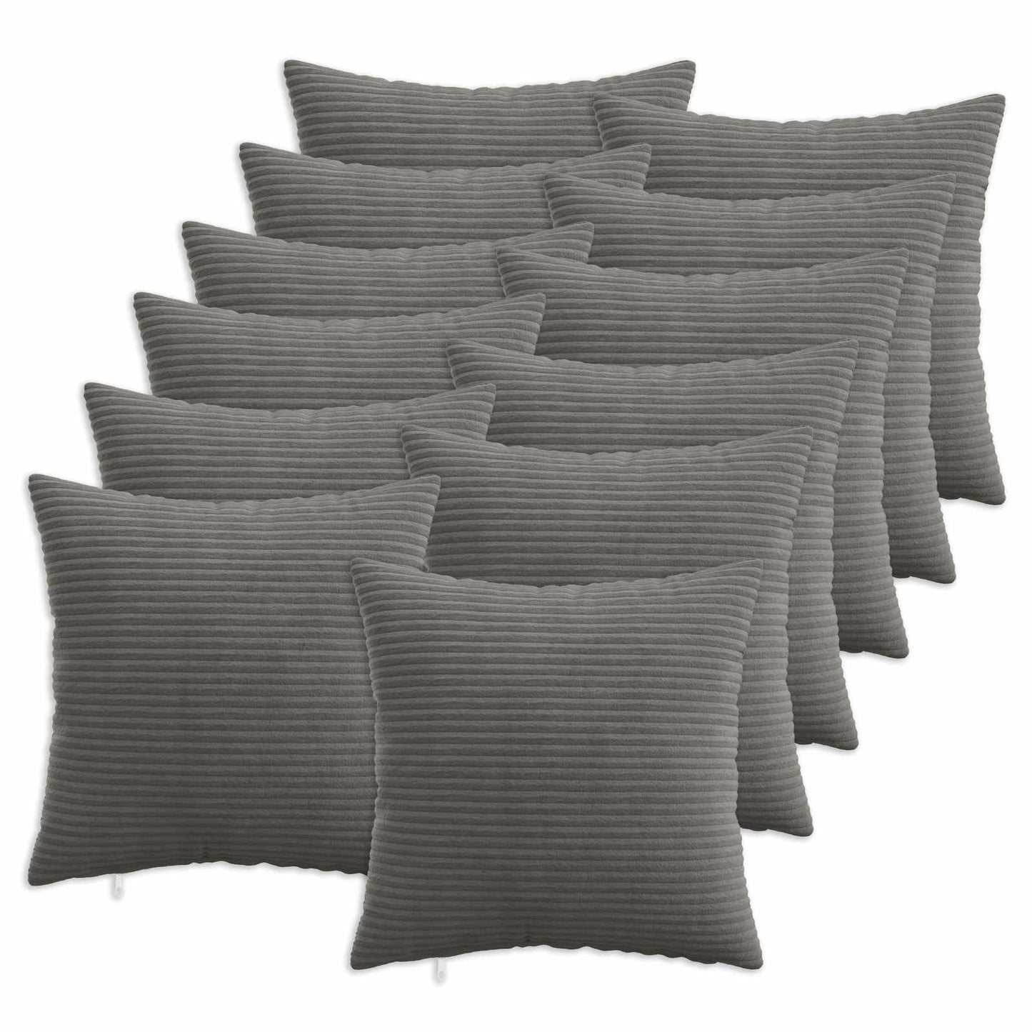 Cushion Cover 12 pcs HEERLEN Dark Grey 40 x 40 cm Corduroy