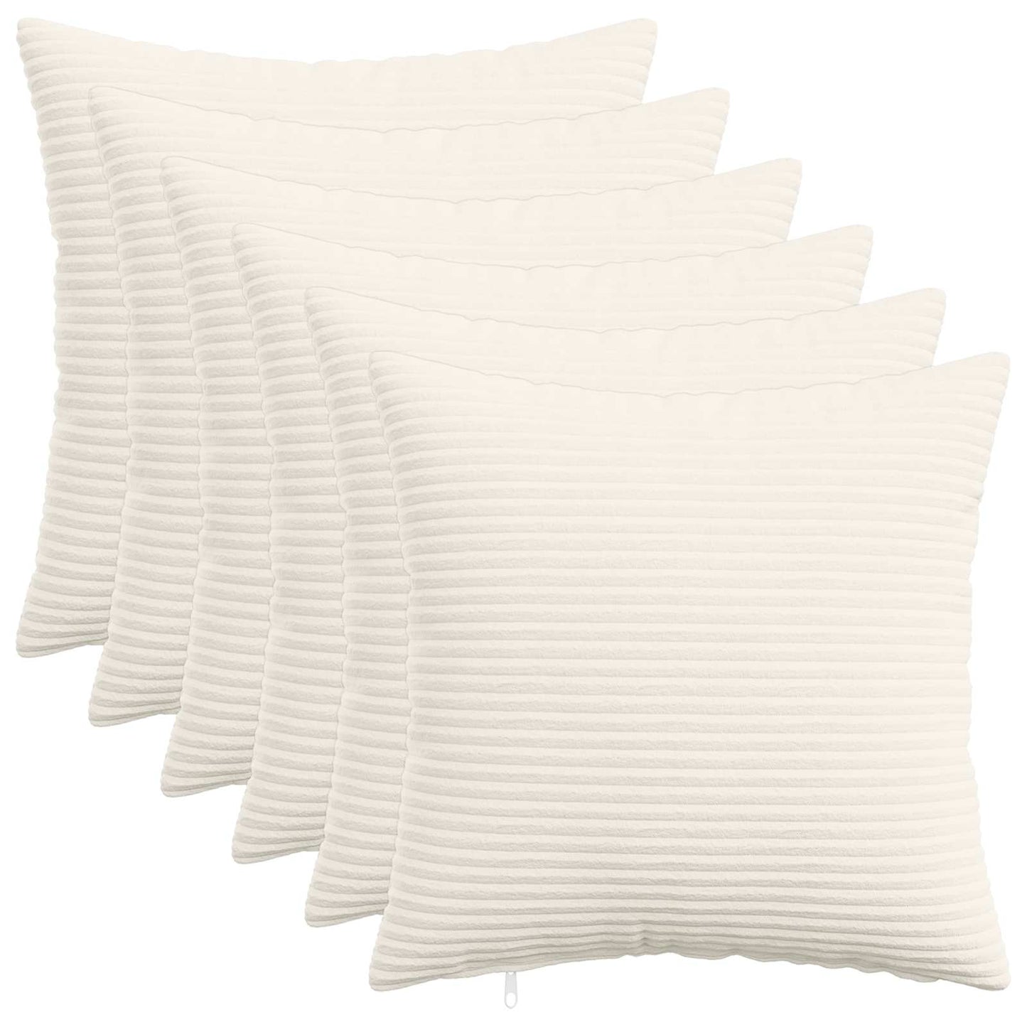 Cushion Cover 6 pcs HEERLEN Cream 40 x 40 cm Corduroy