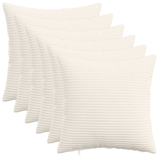 Cushion Cover 6 pcs HEERLEN Cream 40 x 40 cm Corduroy