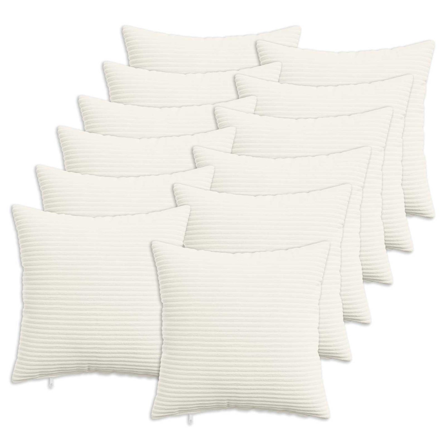 Cushion Cover 12 pcs HEERLEN Cream 40 x 40 cm Corduroy