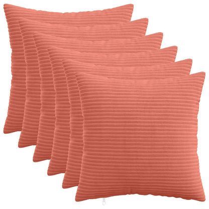 Cushion Cover 6 pcs HEERLEN Red Orange 40 x 40 cm Corduroy