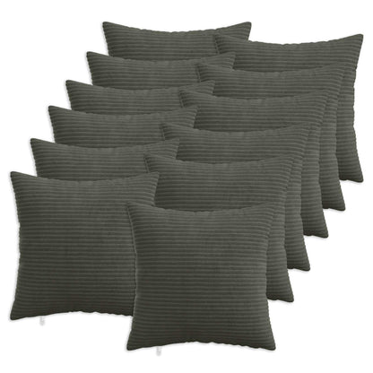 Cushion Cover 12 pcs HEERLEN Anthracite 40 x 40 cm Corduroy