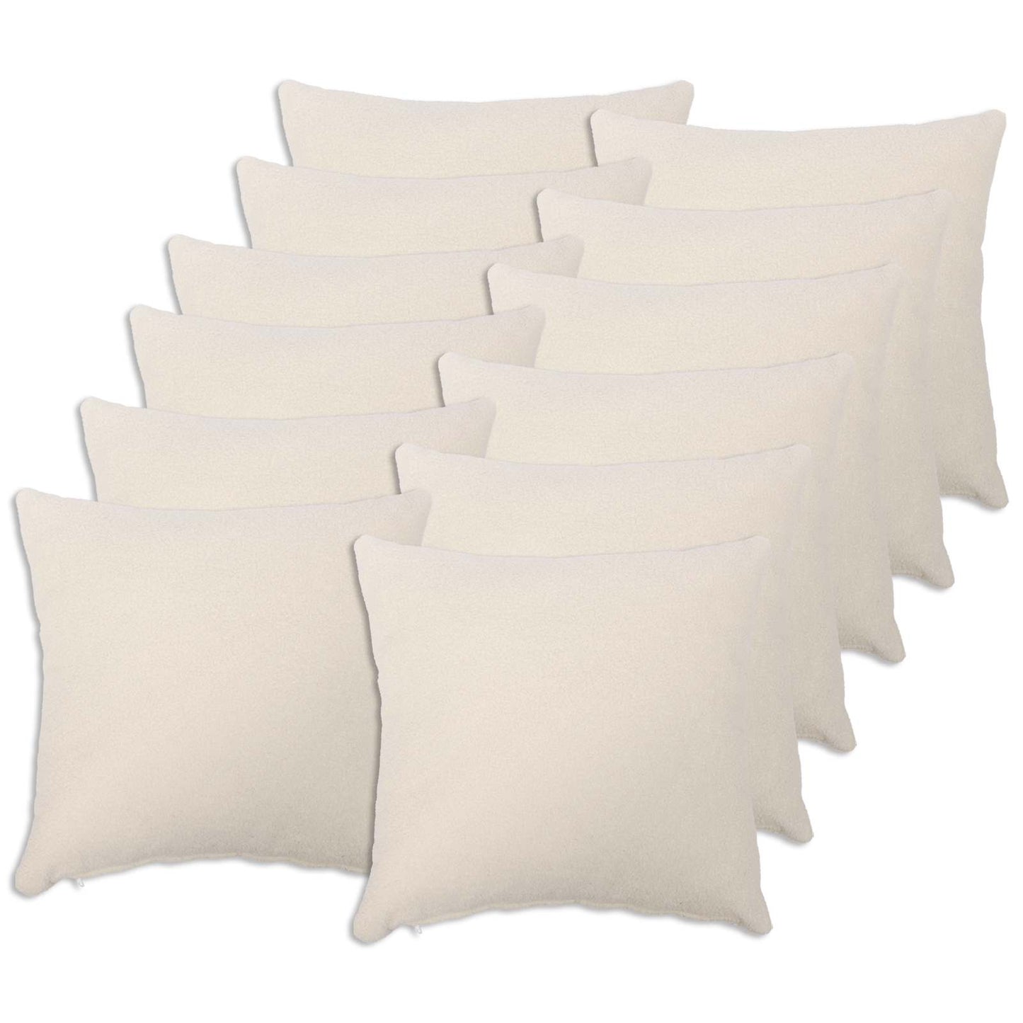 Cushion Cover 12 pcs HEERLEN Cream 40 x 40 cm Bouclé