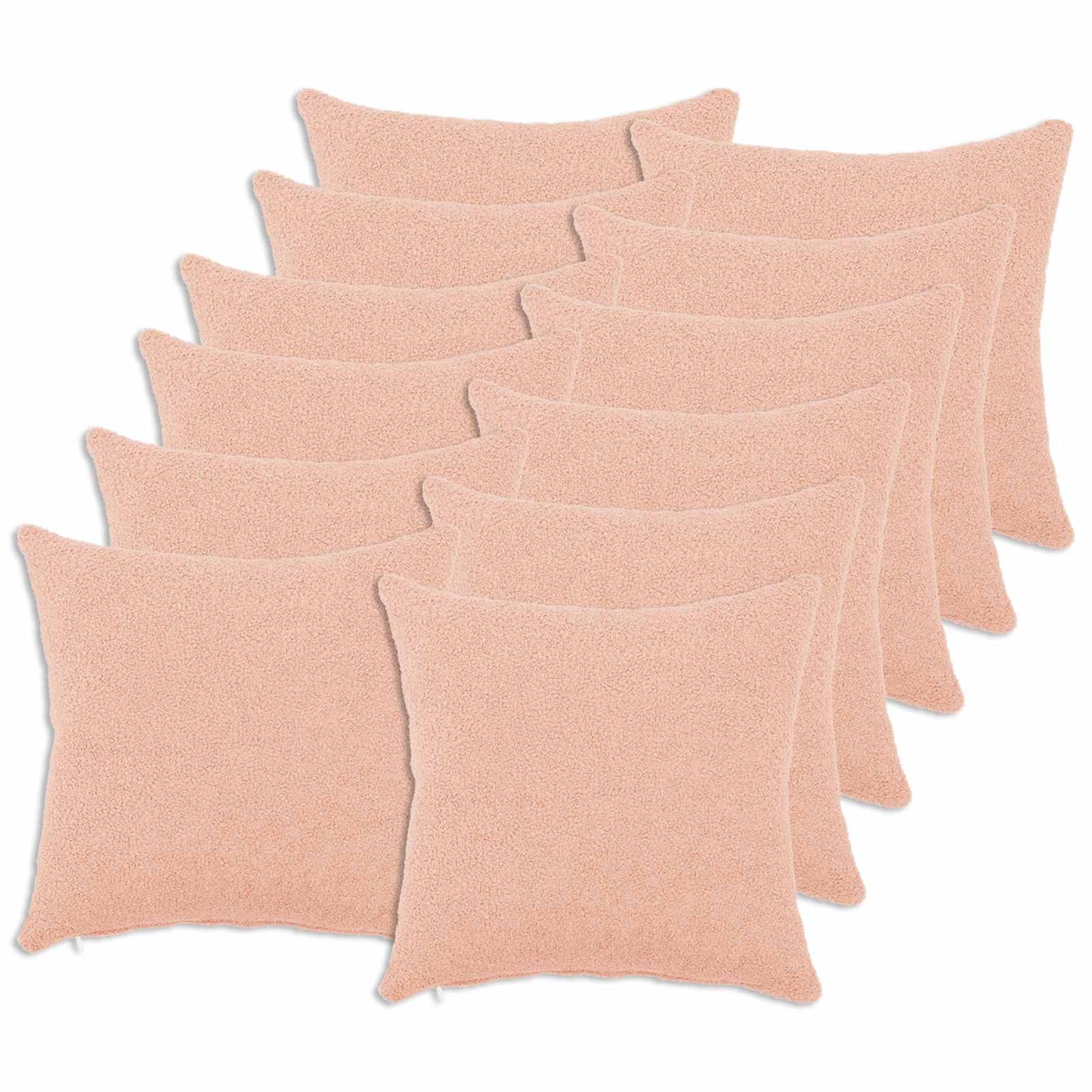 Cushion Cover 12 pcs HEERLEN Pink 40 x 40 cm Bouclé