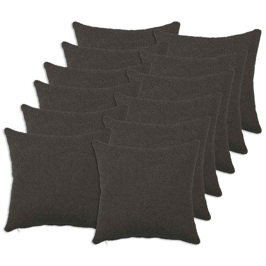 Cushion Cover 12 pcs HEERLEN Dark Grey 40 x 40 cm Bouclé