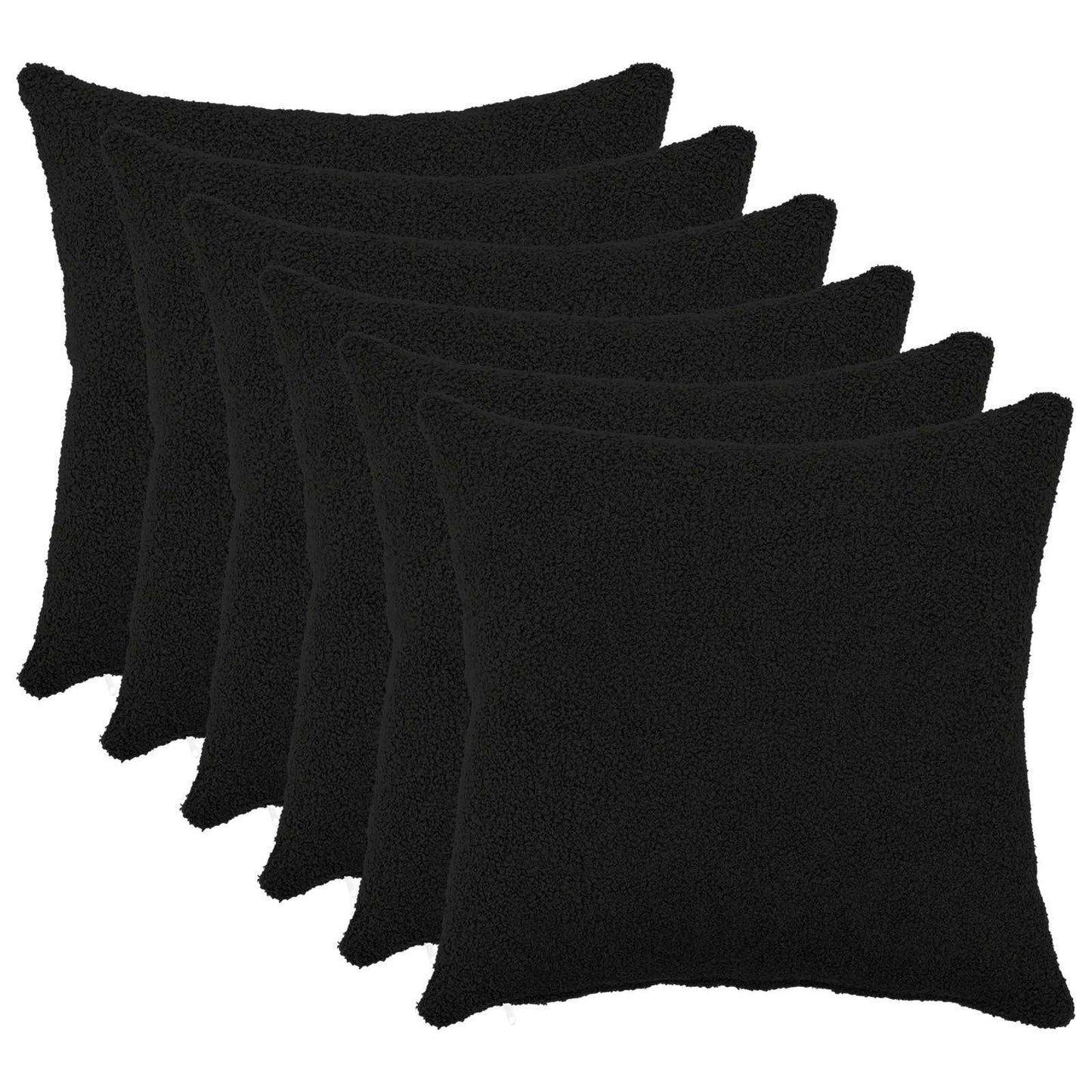 Cushion Cover 6 pcs HEERLEN Black 40 x 40 cm Bouclé