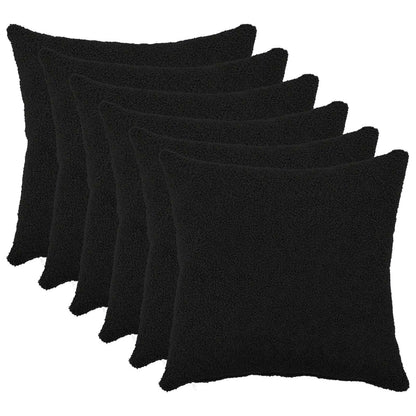 Cushion Cover 6 pcs HEERLEN Black 40 x 40 cm Bouclé