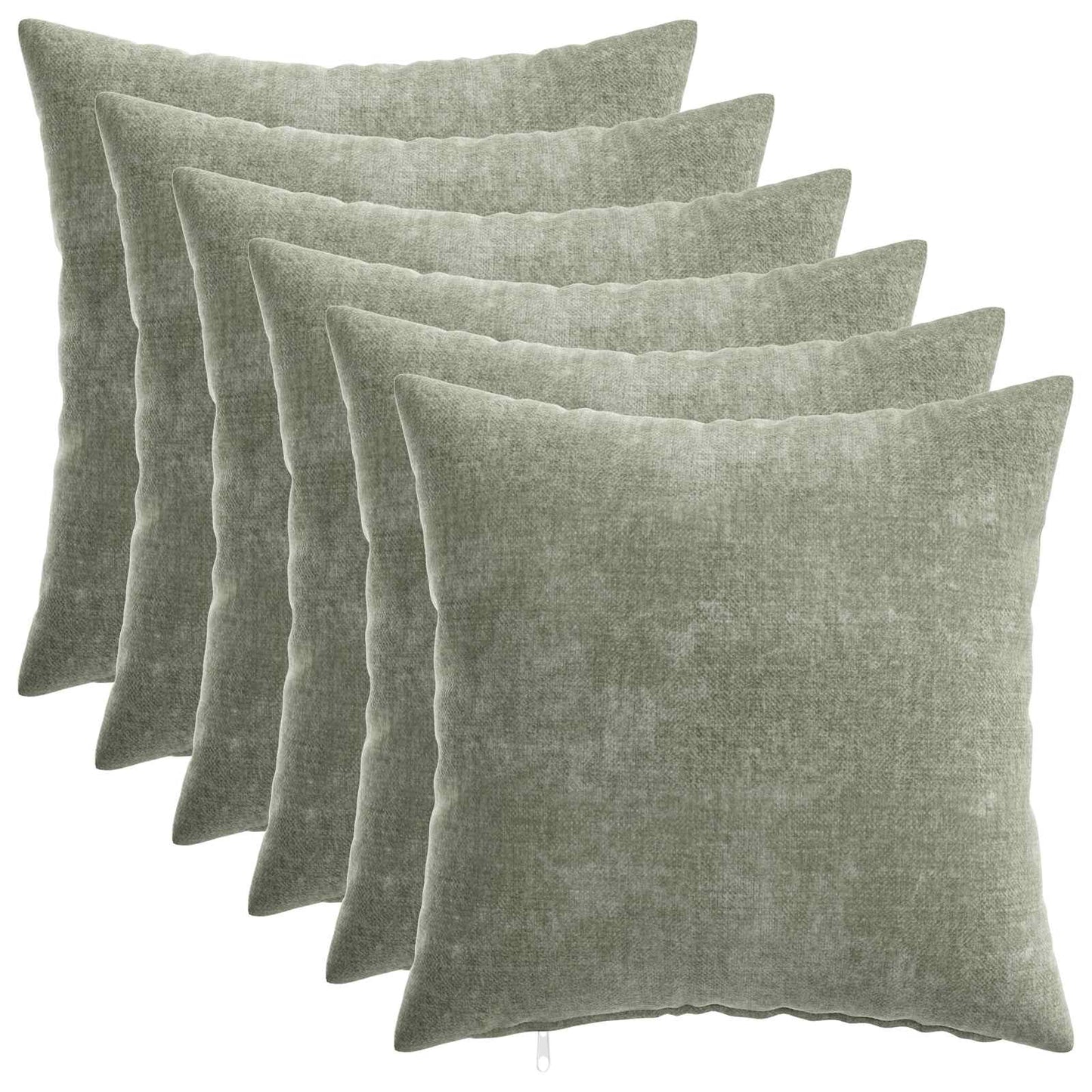 Cushion Cover 6 pcs HEERLEN Green 40 x 40 cm Chenille Fabric