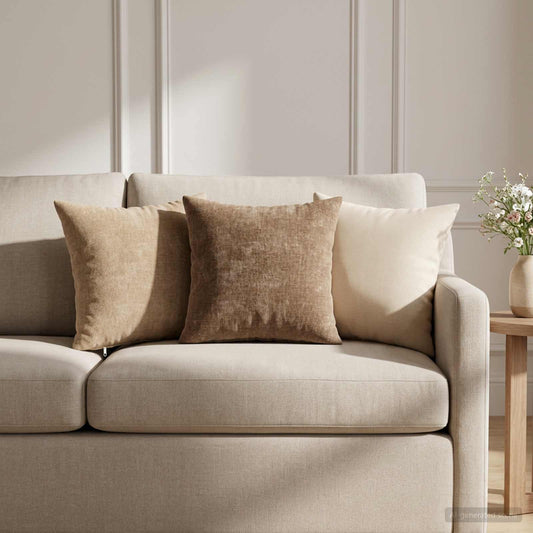 Cushion Cover 6 pcs HEERLEN Brown 30 x 30 cm Chenille Fabric