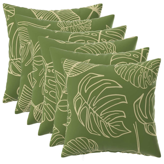 Cushion Cover 6 pcs HEERLEN Leaf Design 40 x 40 cm Polyester