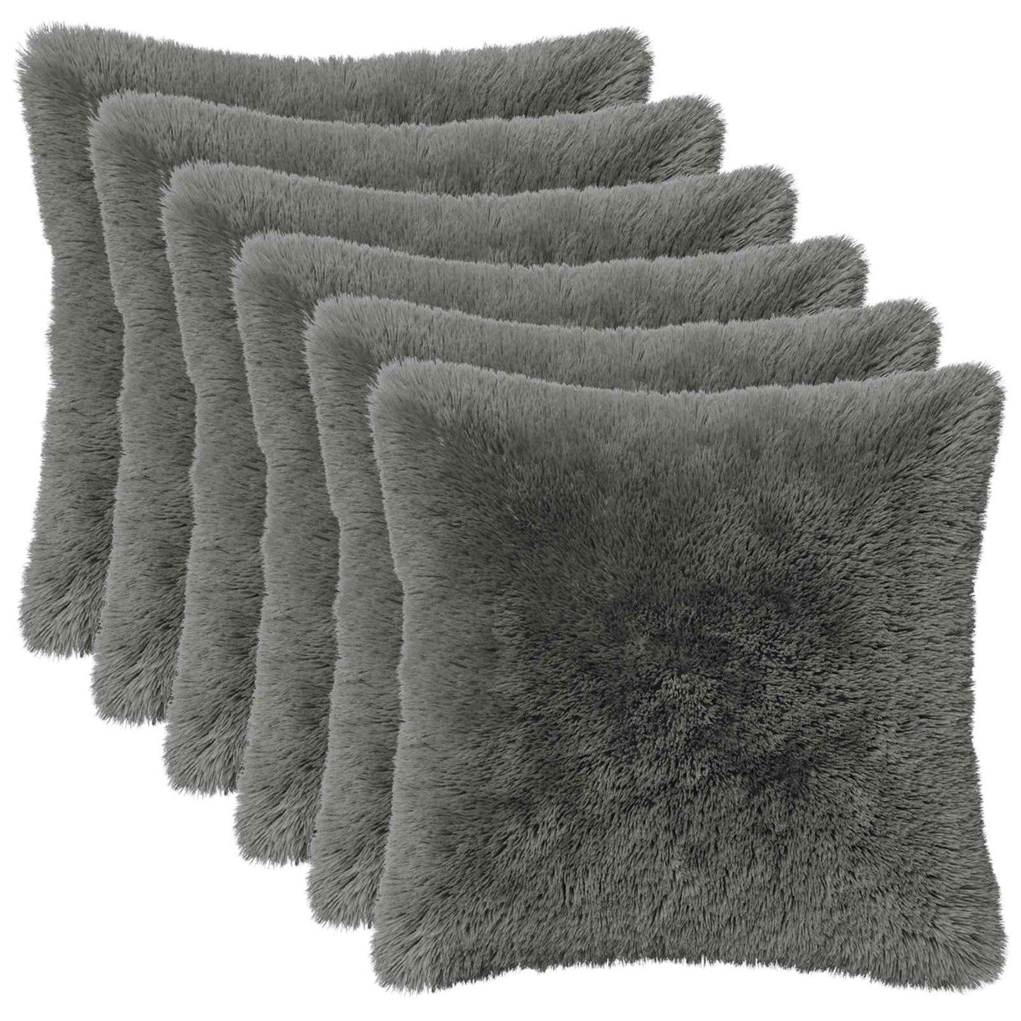 Cushion Cover 6 pcs HEERLEN Light Grey 40 x 40 cm PV Fleece