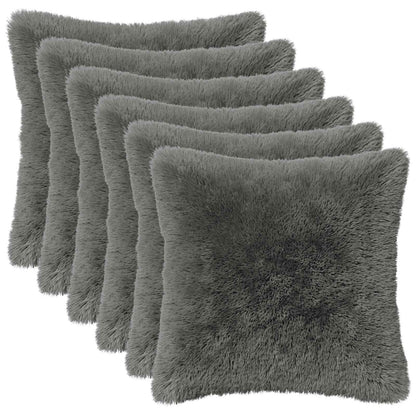 Cushion Cover 6 pcs HEERLEN Light Grey 40 x 40 cm PV Fleece