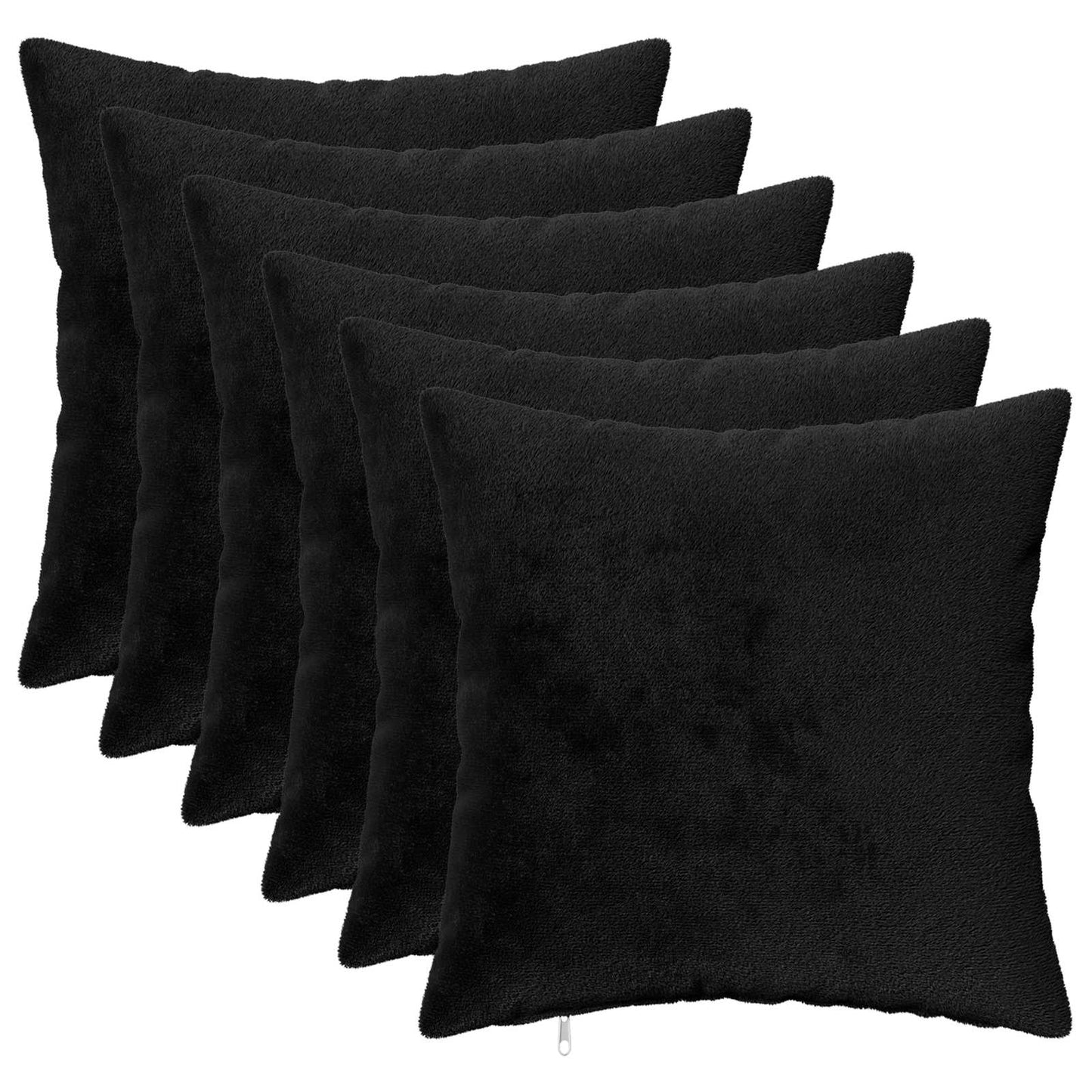 Cushion Cover 6 pcs HEERLEN Black 40 x 40 cm Flannel