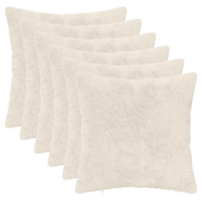 Cushion Cover 6 pcs HEERLEN White 40 x 40 cm Faux Rabbit Fur