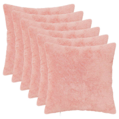 Cushion Cover 6 pcs HEERLEN Pink 40 x 40 cm Faux Rabbit Fur
