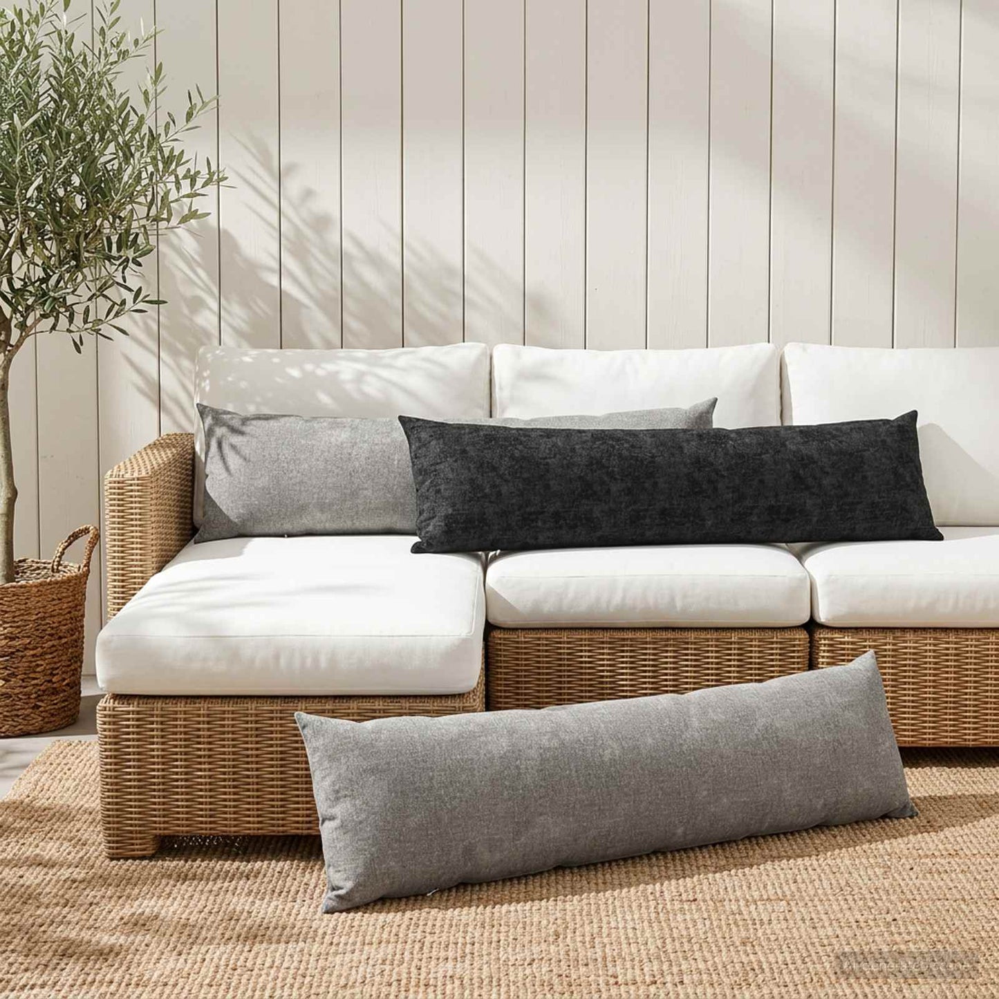 Cushion Cover 2 pcs HEERLEN Light Grey 40 x 145 cm