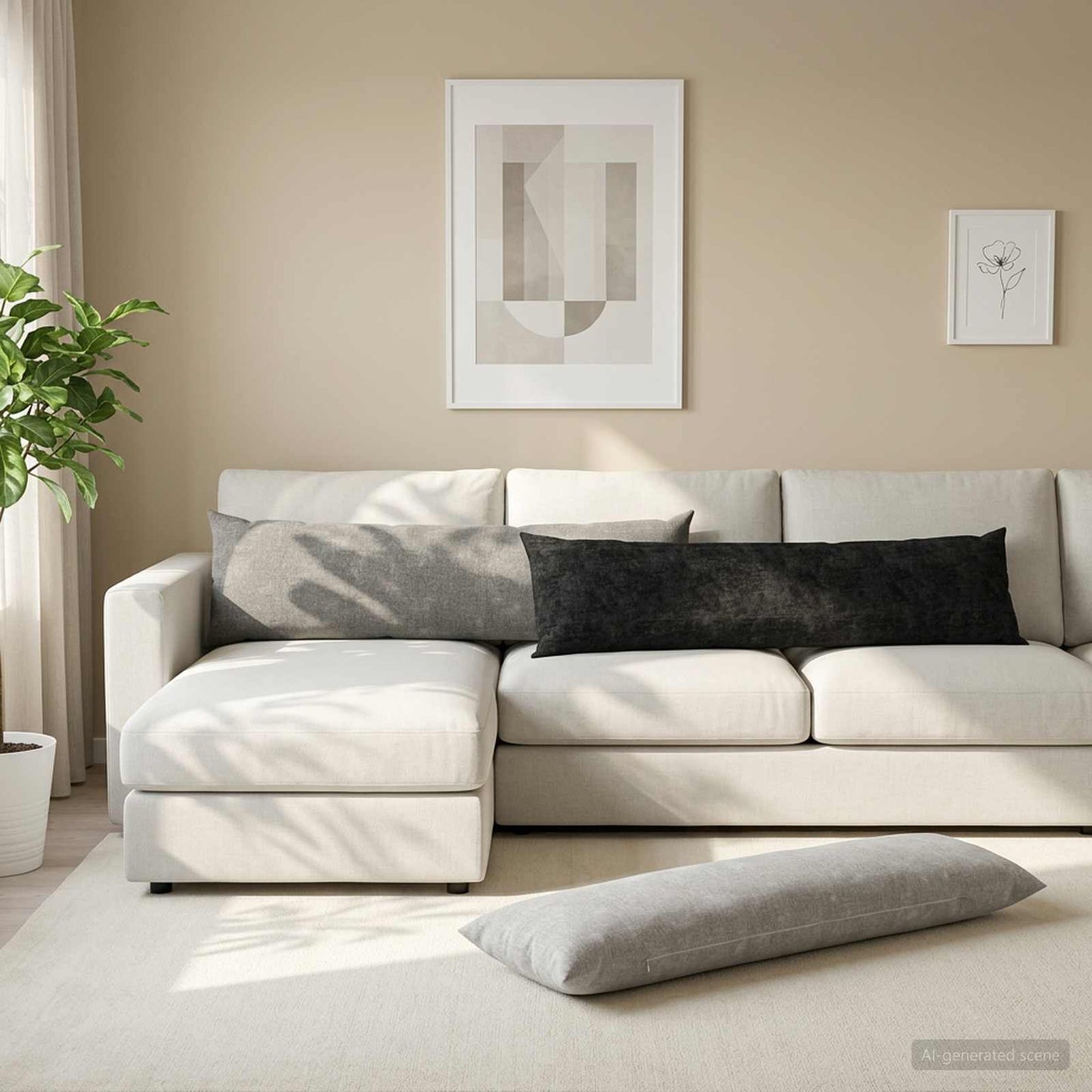 Cushion Cover 2 pcs HEERLEN Light Grey 40 x 145 cm