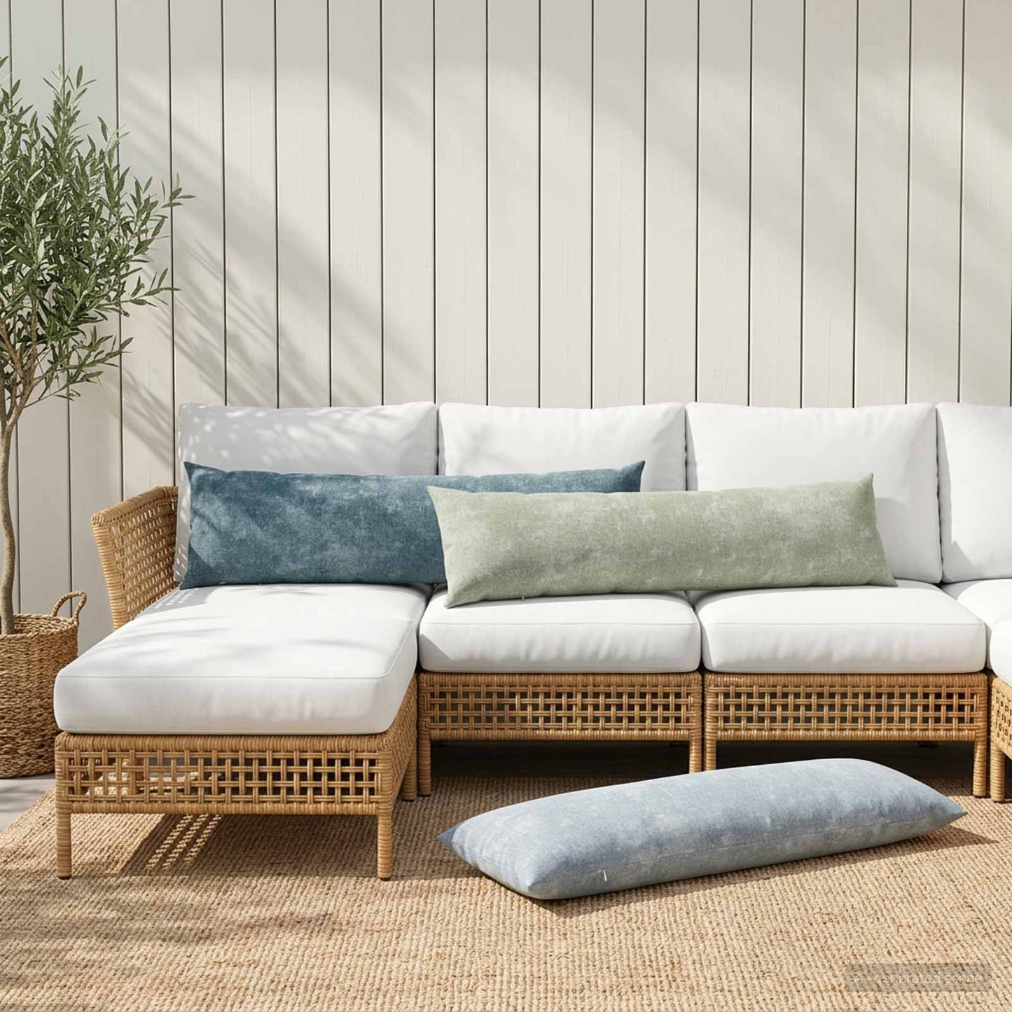 Cushion Cover HEERLEN Green 40 x 145 cm Chenille Fabric