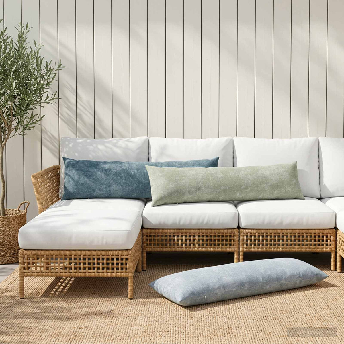 Throw Pillow 2 pcs HEERLEN Blue 40 x 145 cm Chenille Fabric