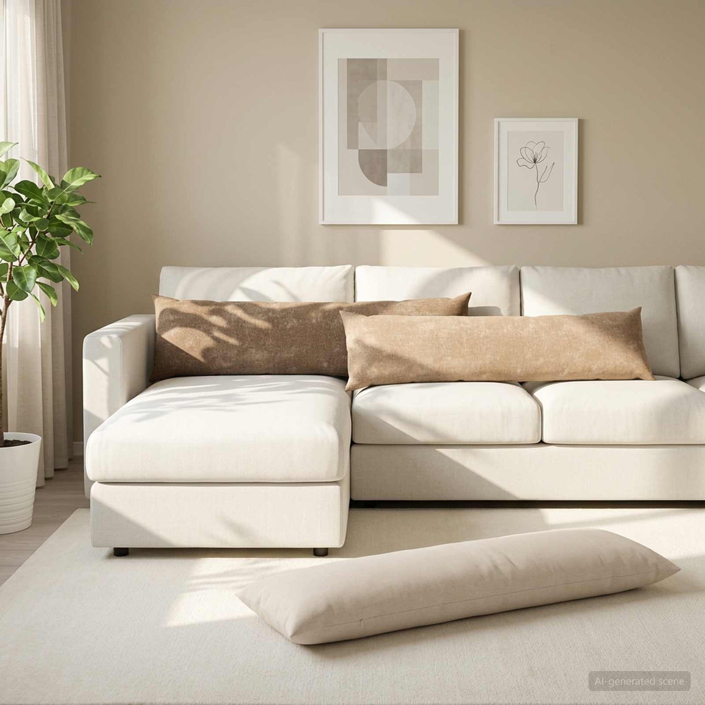 Cushion Cover HEERLEN Brown 40 x 145 cm Chenille Fabric