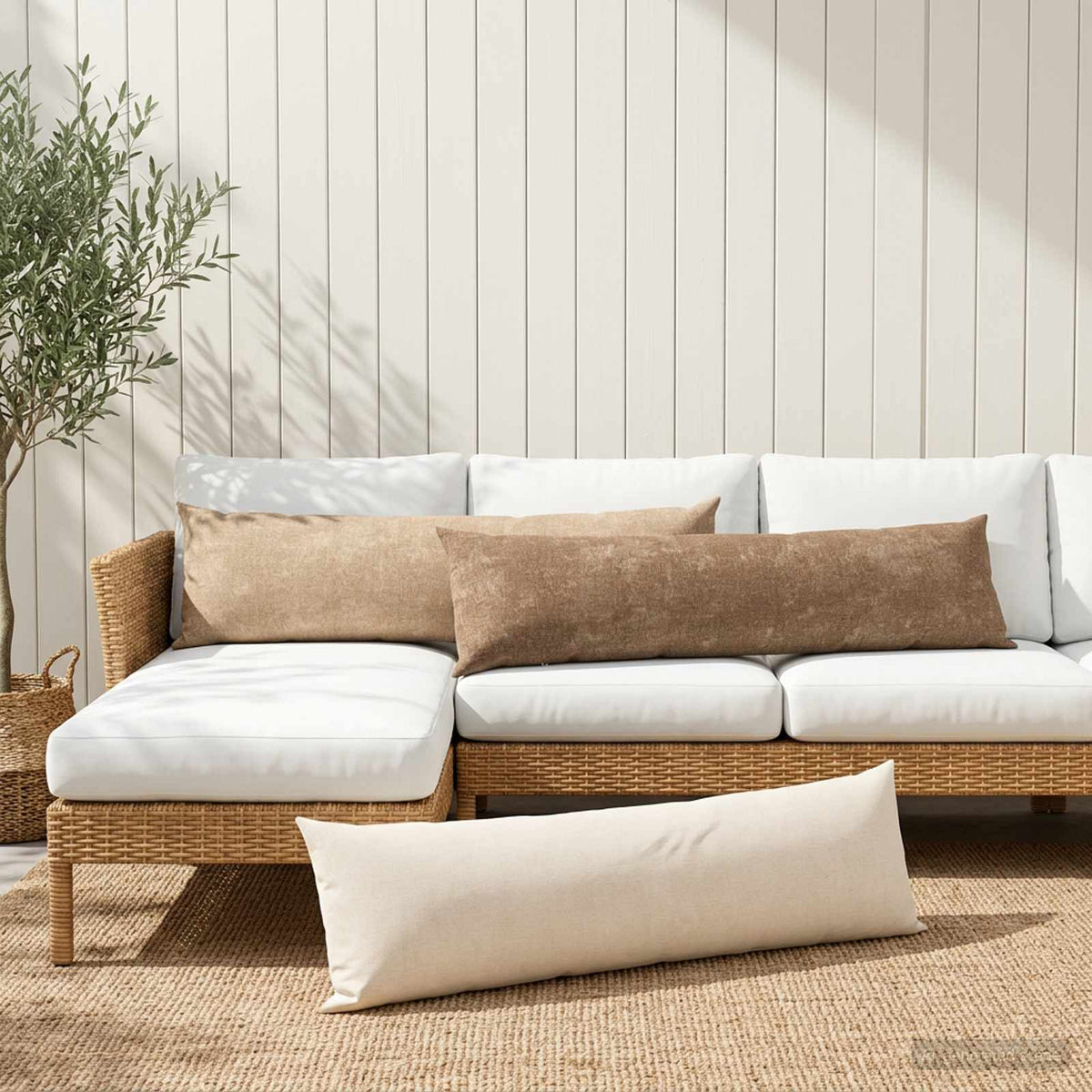 Throw Pillow 2 pcs HEERLEN Brown 40 x 145 cm Chenille Fabric