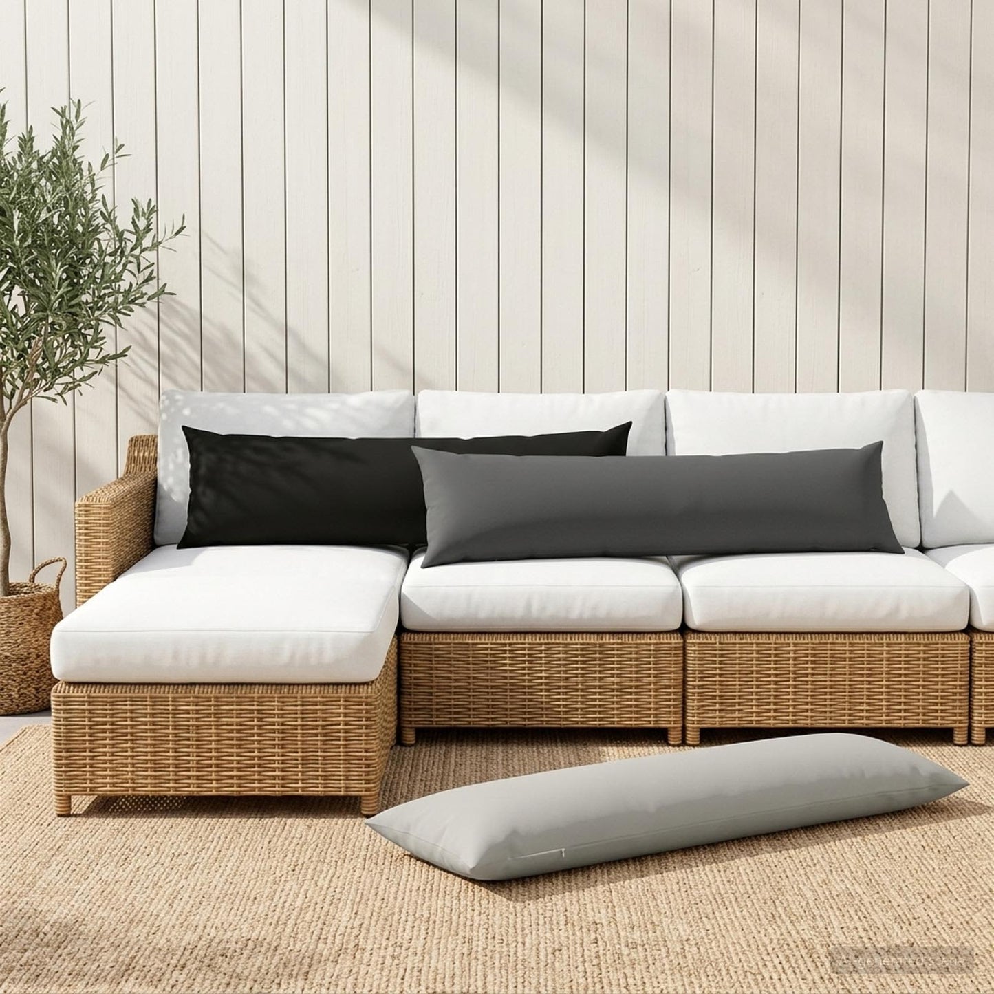 Cushion Cover 2 pcs HEERLEN Anthracite 40 x 145 cm Polyester