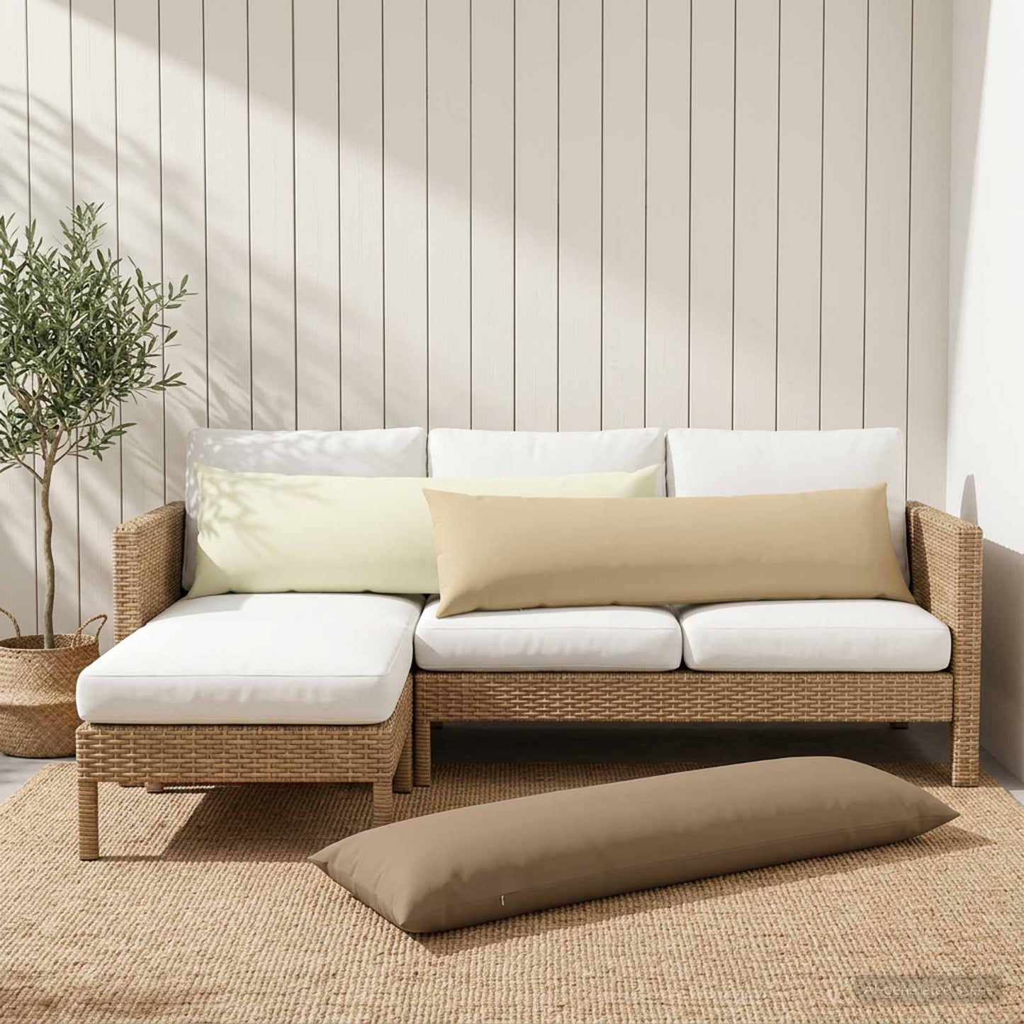 Cushion Cover HEERLEN Taupe 40 x 145 cm Polyester