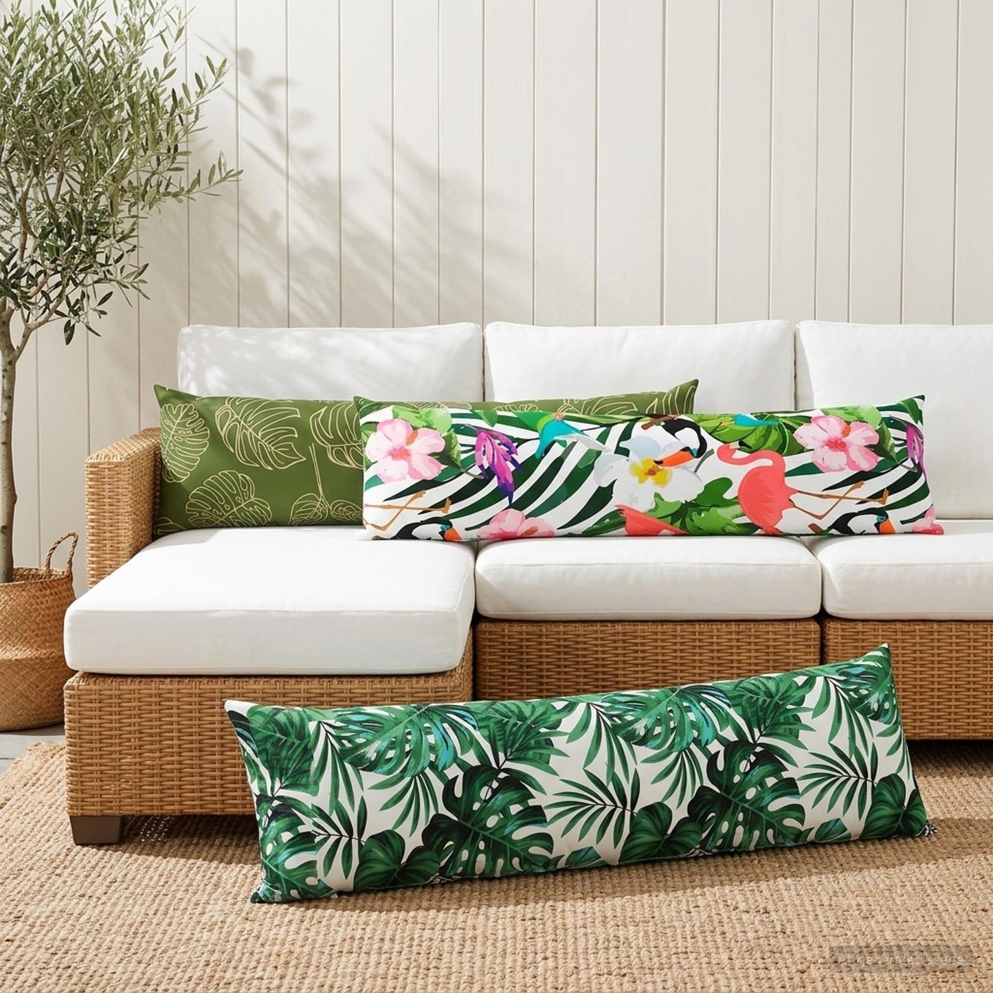 Cushion Cover HEERLEN Leaf Pattern 40 x 145 cm Polyester