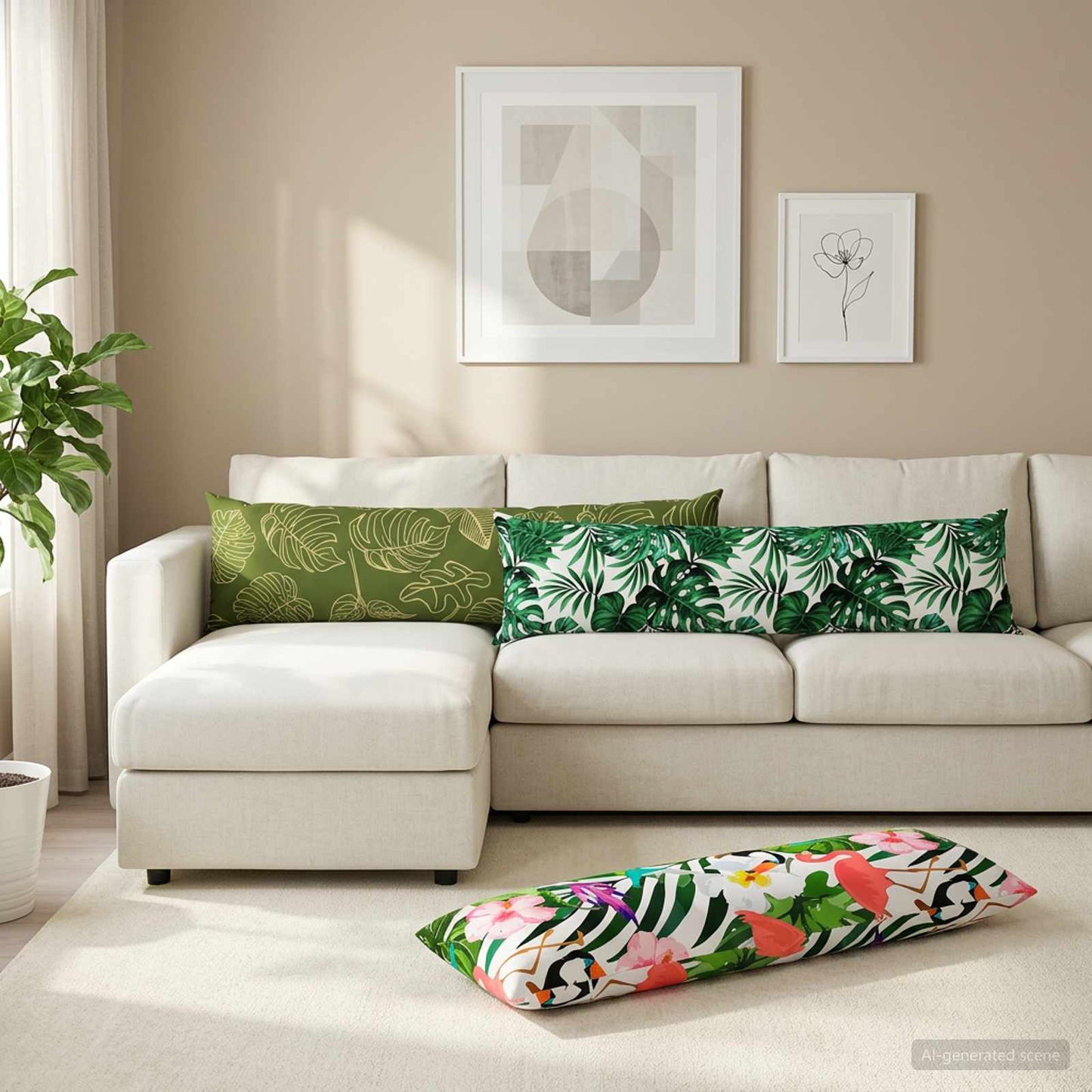 Cushion Cover HEERLEN Leaf Design 40 x 145 cm Polyester