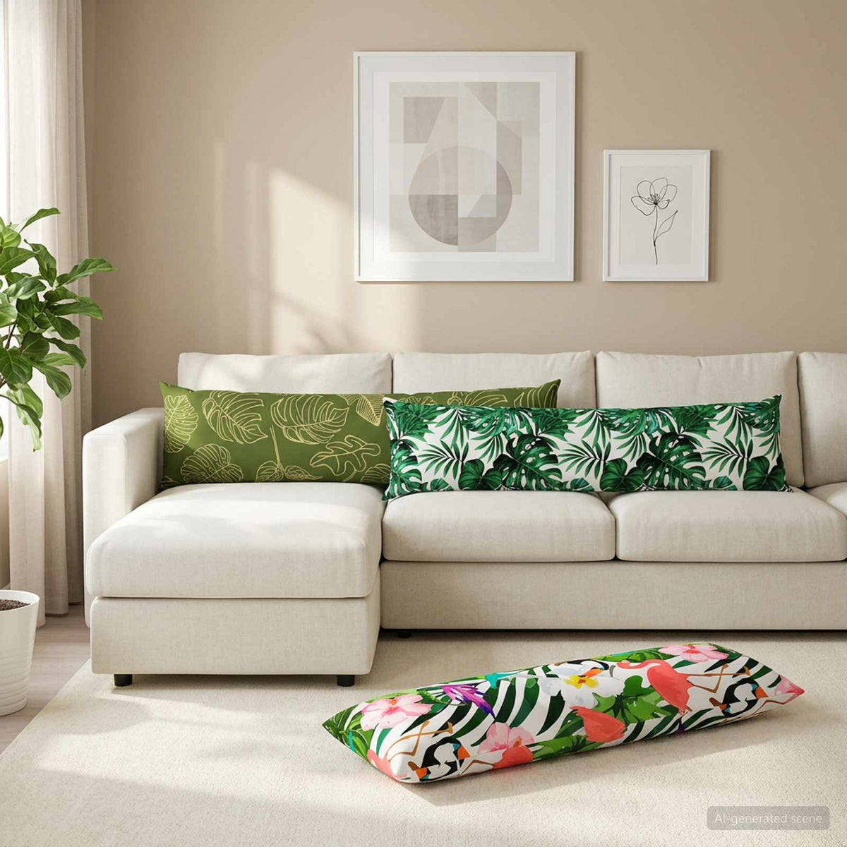 Throw Pillow 2 pcs HEERLEN Leaf Design 40 x 145 cm Polyester