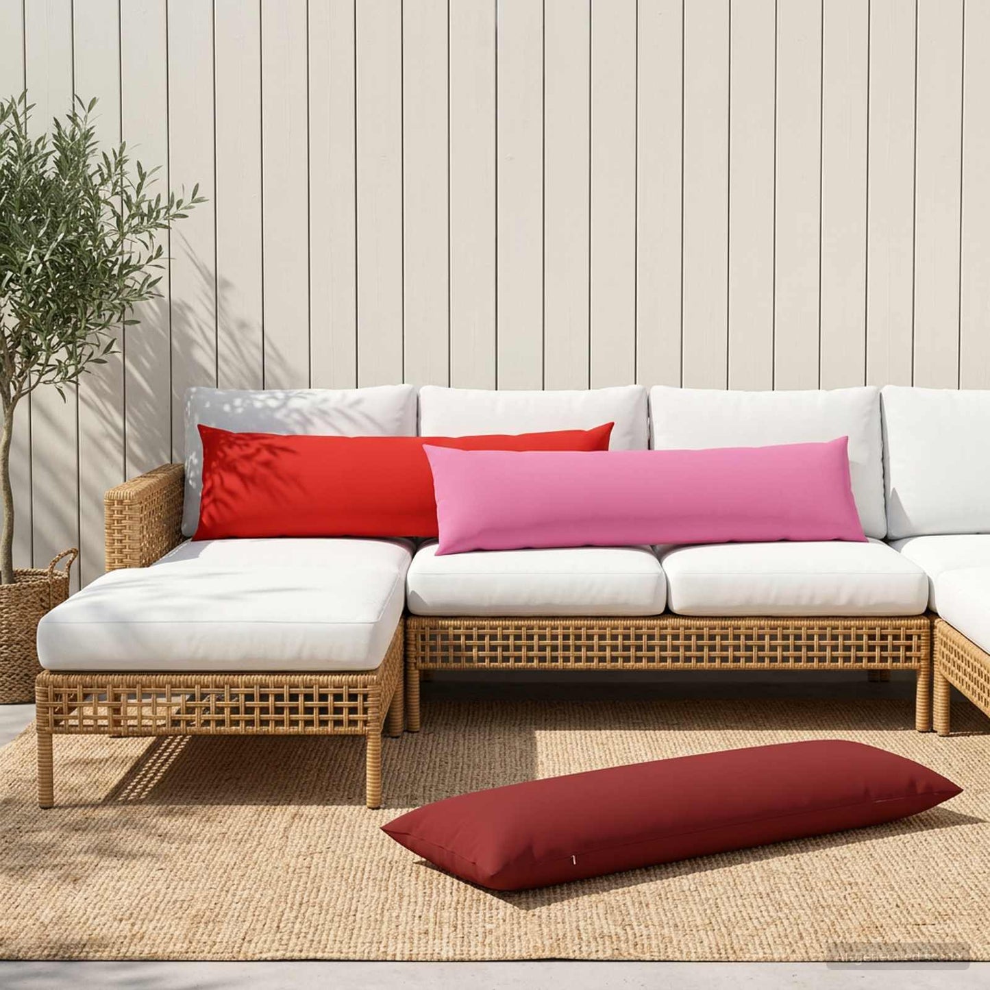 Cushion Cover 2 pcs HEERLEN Wine Red 40 x 145 cm Polyester
