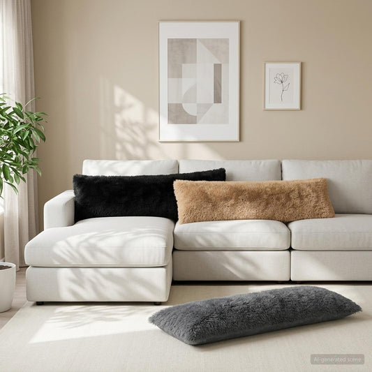 Cushion Cover 2 pcs HEERLEN Anthracite 40 x 145 cm PV Fleece