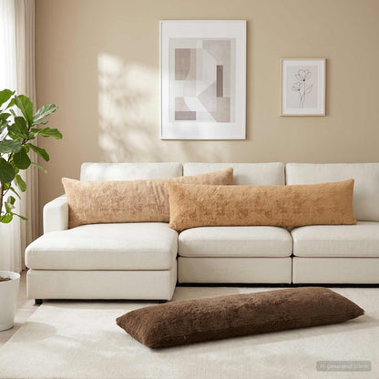Cushion Cover 2 pcs HEERLEN Cream 40 x 145 cm Faux Rabbit Fur