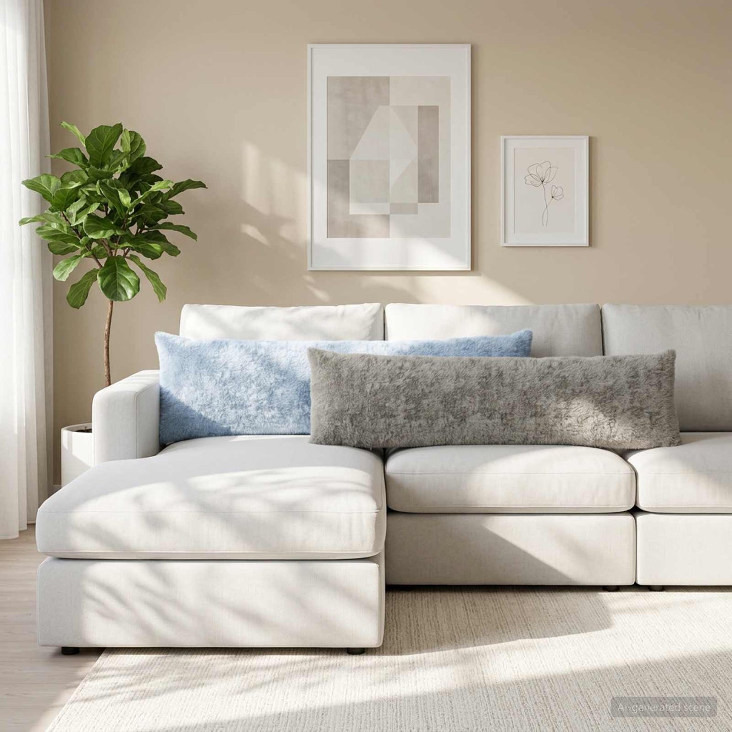 Cushion Cover HEERLEN Light Blue 40 x 145 cm Faux Rabbit Fur