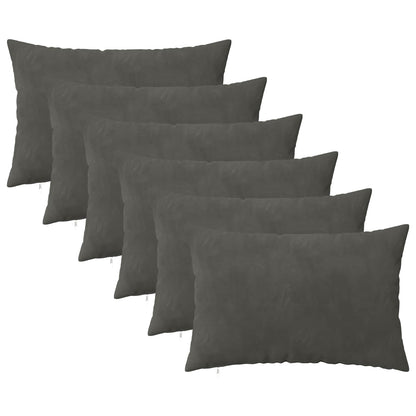 Cushion Cover 6 pcs HEERLEN Dark Grey 40 x 60 cm Velvet