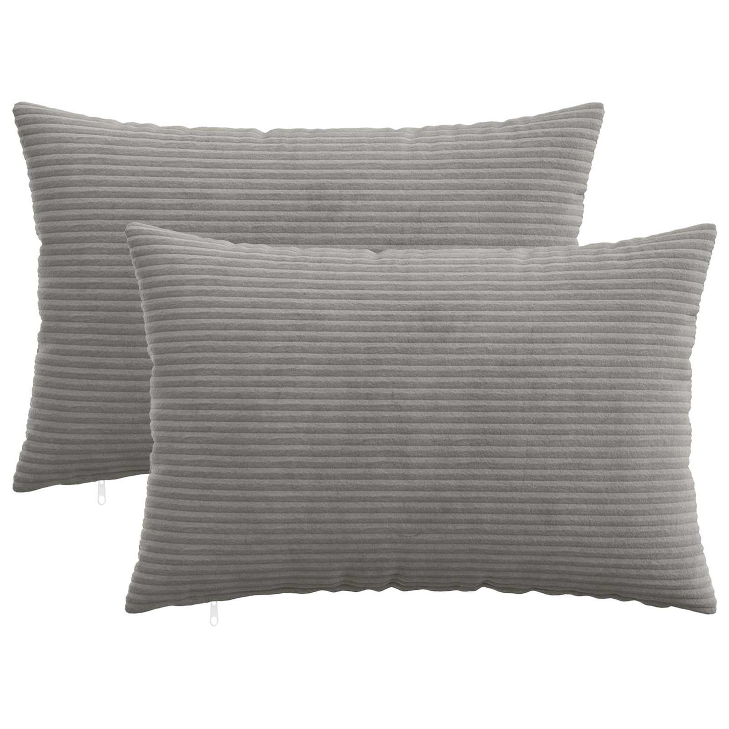 Cushion Cover 2 pcs HEERLEN Light Grey 40 x 60 cm Corduroy
