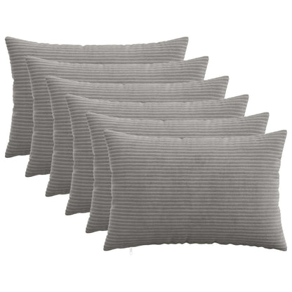 Cushion Cover 6 pcs HEERLEN Light Grey 40 x 60 cm Corduroy
