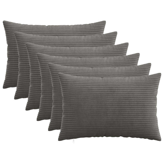Cushion Cover 6 pcs HEERLEN Dark Grey 40 x 60 cm Corduroy