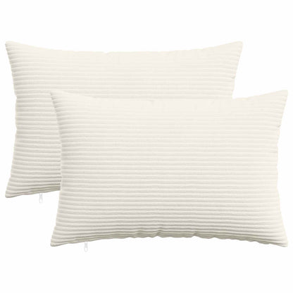 Cushion Cover 2 pcs HEERLEN Cream 40 x 60 cm Corduroy