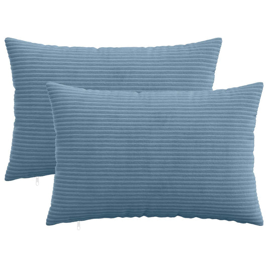 Cushion Cover 2 pcs HEERLEN Blue 40 x 60 cm Corduroy