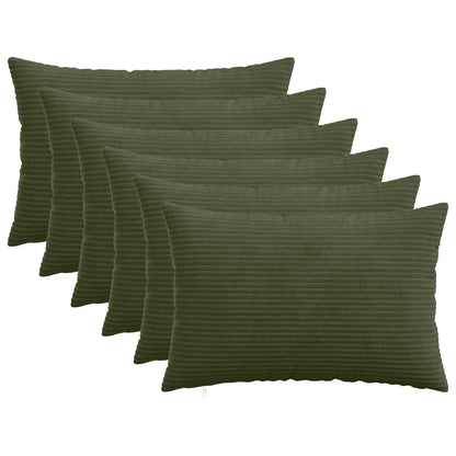 Cushion Cover 6 pcs HEERLEN Green 40 x 60 cm Corduroy