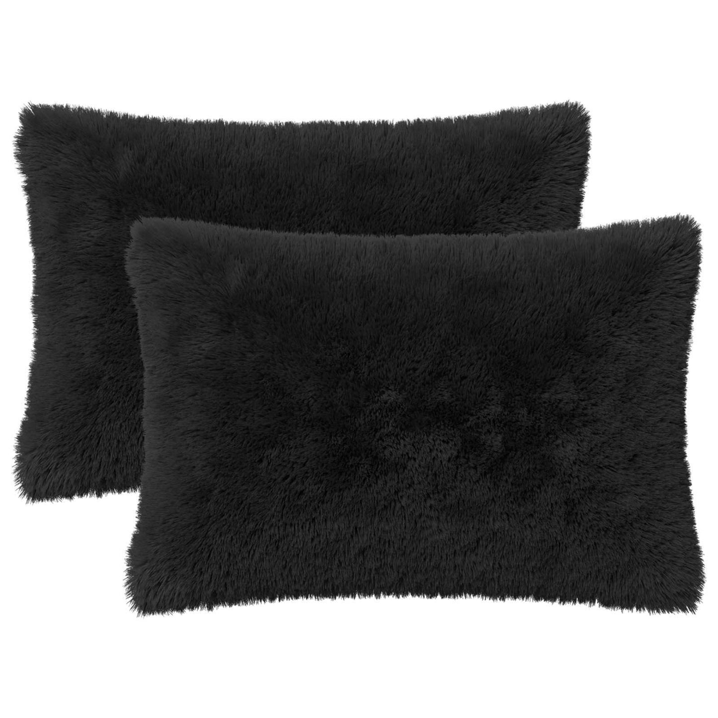 Cushion Cover 2 pcs HEERLEN Black 40 x 60 cm PV Fleece