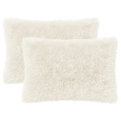Cushion Cover 2 pcs HEERLEN White 40 x 60 cm PV Fleece